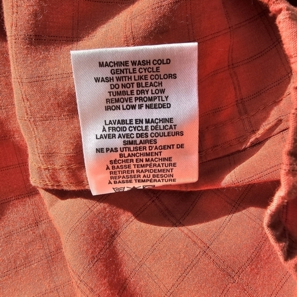 Columbia Orange Check Button-down Long-sleeved Shirt, Casual, Size Large - Picture 9 of 9